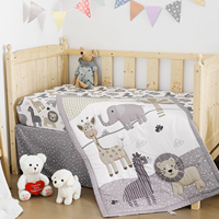 Ensemble de literie pour lit de bébé 3 pièces, animaux de la savane, éléphant, zèbre, lion, girafe, ensemble de lit de bébé neutre, comprend une couette, un drap-housse et une jupe