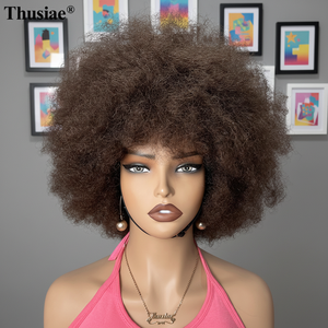 Perruques brésiliennes en cheveux Remy bouclés afro kinky, avec dentelle frontale transparente, pour femmes noires - Vente en gros - Product Image 1