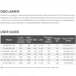 T-MOTOR FLAME 100A 6S Bộ điều khiển tốc độ điện tử không chổi than Lipo bán chạy cho máy bay không người lái đa cánh quạt - Product Image 4