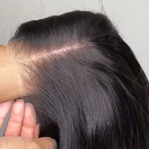 Peluca de pelo frontal de encaje indio crudo 13x6, pelucas frontales de encaje completo sin pegamento para mujeres negras, peluca frontal de encaje recto brasileño de 40 pulgadas