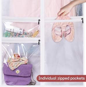 PEVA Costume Dance <strong>Garment</strong> <strong>Bag</strong> with 3 Clear Zipper Pockets 60*100cm Black for Travel &amp; Competitions Storage Protector - Product Image 5