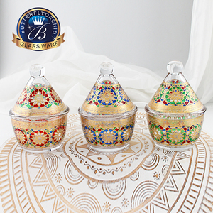 Pot à sucre en verre classique monobloc, forme conique, capacité 300 ml, design marocain, rangement de cuisine pour cadeaux - Product Image 3