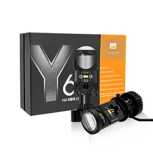 Xe máy xe mini luz Y6 LED H4 led Y6 đèn pha ống kính máy chiếu bi LED chiếu H4 miniproyector nhôm IP67 90 phổ