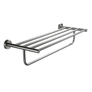 Toallero de baño de acero inoxidable 304 en forma de T con capacidad de carga de 20kg, elegante pistola negra, acabado cepillado gris para almacenamiento en el baño - Product Image 2