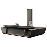 Bureau de direction en L haut de gamme LBZ-200X avec armoire latérale, personnalisable, pour patron ou manager, style luxe léger