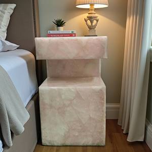 Mesa de Noche de Cuarzo Rosa y Ónix, Cristal Curativo, Gema Rosa, Mesa Moderna para Sala de Estar y Decoración de Muebles al por Mayor - Product Image 2