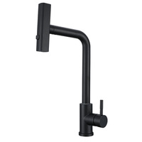Robinet de cuisine universel pivotant à extraction, monotrou, moderne, noir, en acier inoxydable 304, chaud/froid, à induction tactile, céramique, trois vitesses