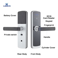 Cerradura de Puerta LOCKAI K7 de Aleación de Aluminio y Madera, Desbloqueo por Huella Dactilar, Tarjeta, Contraseña, Código, a través de Wi-Fi/Almacenamiento en la Nube