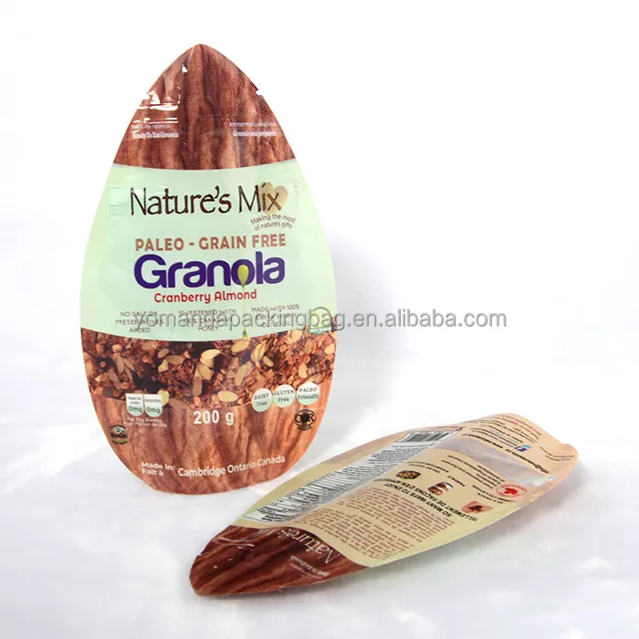 Pochette Ziplock sac d'emballage de farine d'avoine granola forme personnalisée en plastique 500g 1kg bonbons alimentaires PE pochette debout emballage de bonbons personnalisé