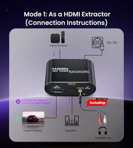Extractor de Audio HDMI 4K de Aluminio, Convertidor de Audio Estéreo Digital Óptico TOSLINK (SPDIF) HDMI, Adaptador Divisor de Audio - Product Image 6