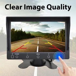 Monitor layar LCD TFT mobil, 7 inci tombol sentuh Input CVBS Monitor kendaraan untuk truk kerja berat RV Trailer Van Bus