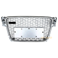 Nouvelle calandre de pare-chocs avant en ABS style RS4 B8 sans logo, motif nid d'abeille, pour Audi A4 8K B8 S4 2008-2012, chromée/noire/argentée, 100% compatible, vente en gros