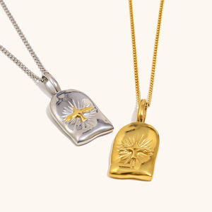 Dingran doble Color brillante patrón de pájaro Natural joyería de acero inoxidable para Mujeres 18K chapado en oro colgante encanto collares - Product Image 5