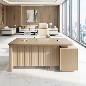 Scrivania Direzionale Moderna di Lusso con Mobile Contenitore, Tavolo da <span class=keywords><strong>Ufficio</strong></span> per CEO di Alta Gamma 1,4m, Produzione Foshan - Product Image 3