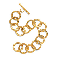 Bracelet chaîne épaisse plaqué or 18 carats pour femmes et hommes, maillons ronds larges, fermoir à bascule, bijoux en acier inoxydable, idéal pour un cadeau
