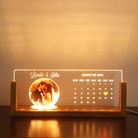 Horloge Intelligente avec Météo, Base LED, Lumière Nocturne, Personnalisation Photo 3D, Sculpture Extérieure en Acrylique, Créative, pour la Maison
