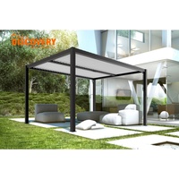 Pergola moderne en alliage d'aluminium à lames orientables |   Structure extérieure sur mesure avec écran LED électrique et conception étanche