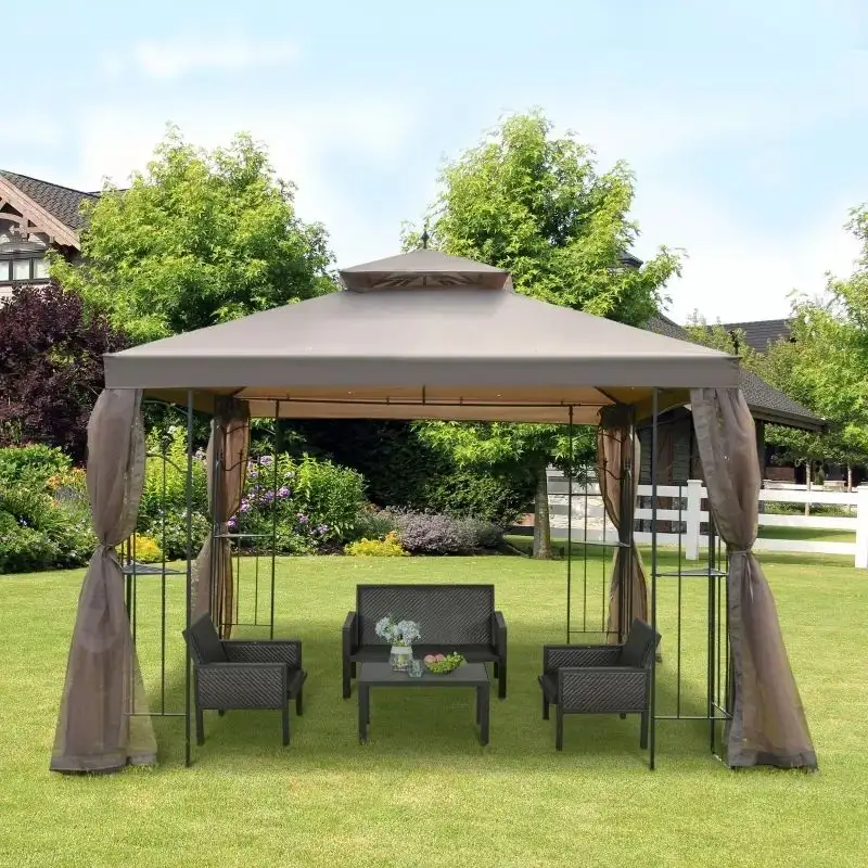 9 'x 13' màu xám mềm hàng đầu vườn bên sân mưa ngoài trời gazebo lều