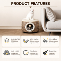 Tapis rond pour chat en tissu résistant aux rayures, avec coussin en mousse à mémoire de forme à haute résilience, meuble pour animaux de compagnie à double usage