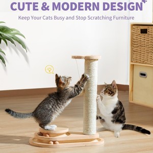 Solid Wood Cat <b>Scratching</b> <b>Post</b> With Sisal Rope And Toy For Kittens And Cats - Product Image 3