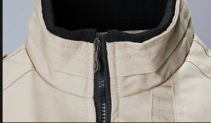 Veste <span class=keywords><strong>bomber</strong></span> <span class=keywords><strong>beige</strong></span> pour <span class=keywords><strong>homme</strong></span>, printemps, décontractée, à fermeture éclair, col montant, logo personnalisé, pour le travail - Product Image 2