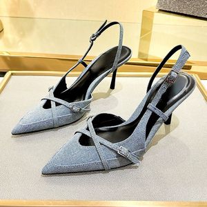 รองเท้าส้นสูงผู้หญิงแบบสวมเปิดส้น สีน้ำตาล ปลายแหลม ดีไซน์หรูหรา ปี 2024 - Product Image 3