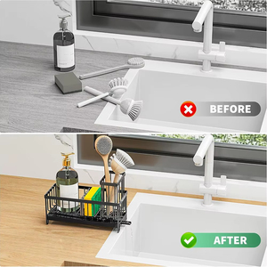 고품질 스펀지 홀더 싱크대 캐디, 브러쉬 홀더 포함 주방 싱크대 정리함 - Product Image 6