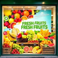 Papier peint personnalisé avec des fruits frais, murale pour magasin de fruits, fond mural aux fruits colorés, papier peint décoratif pour supermarché