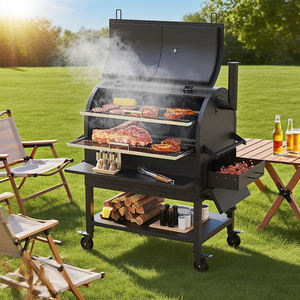 <span class=keywords><strong>Barbecue</strong></span> de style américain rond pour fumoir commercial moderne à <span class=keywords><strong>double</strong></span> couche pour fumer lentement du charbon de bois/au feu de bois - Product Image 5