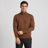 Pull d'hiver à col zippé en gros, pull tricoté décontracté jacquard avec logo