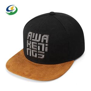 Casquette personnalisée pour hommes 6 panneaux avec broderie en 3D logo Flat Bill Baseball <span class=keywords><strong>Chamois</strong></span> Brim Snapback Sports Runner Hat Caps - Product Image 1