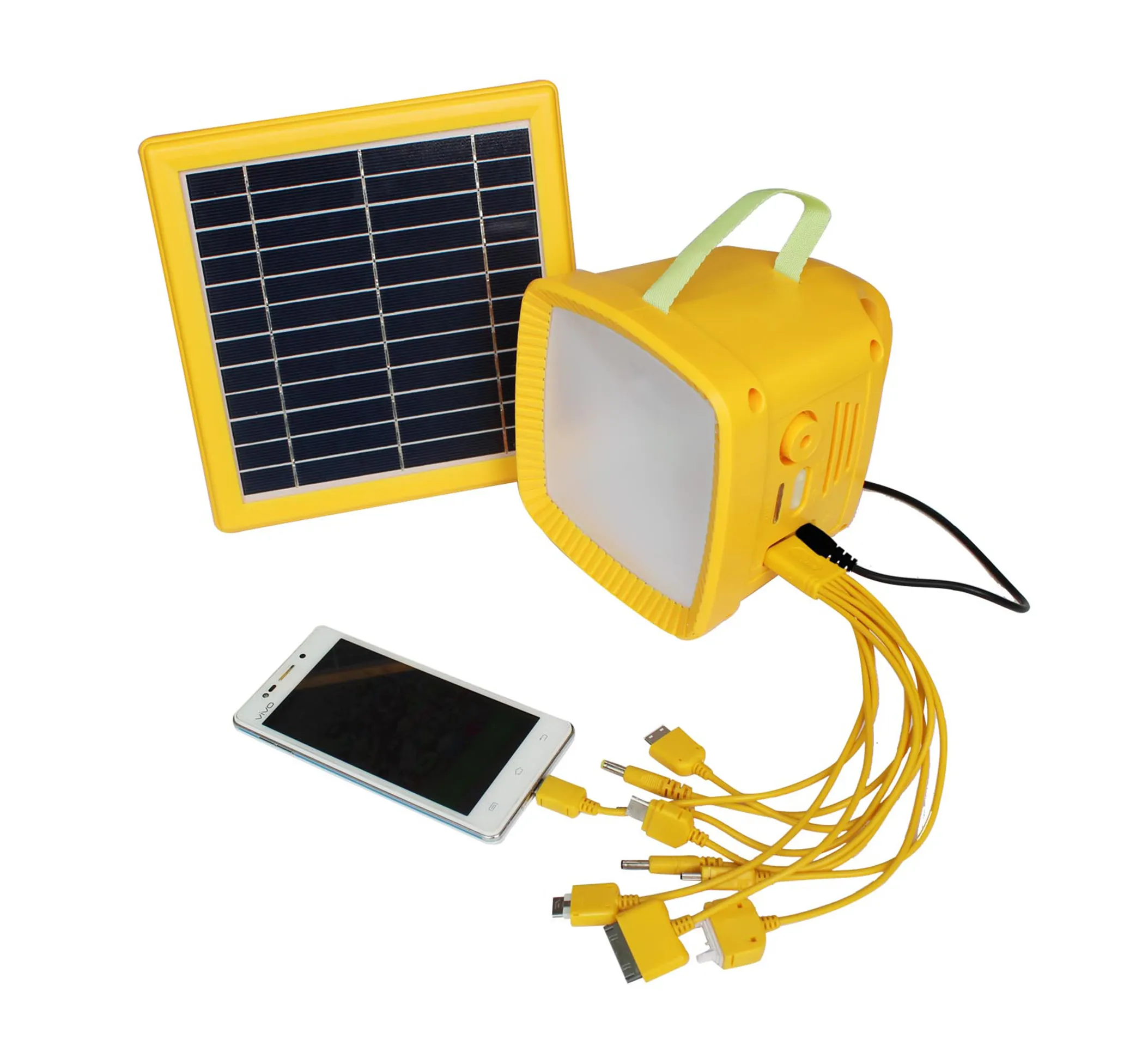 Taşınabilir mobil şarj cihazı ve FM radyo ile şarj edilebilir güneş fener telefon şarj cihazı