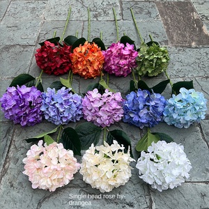 Venta al por mayor pintura al óleo de hortensia de <span class=keywords><strong>Ross</strong></span> de una sola cabeza decoración de fondo de camino de boda artificial competitivo nuevo para extranjeros - Product Image 1