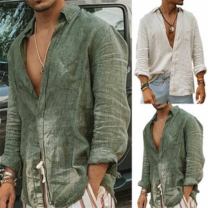 Camicia di lino di cotone Casual da uomo estivo - Product Image 6