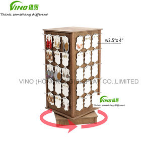 Présentoir à bijoux en bois avec crochets, porte-cartes en bois-présentoir Spinner, affichage de boucles d'oreilles rotatives en panneau perforé - Product Image 2