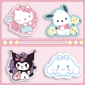Tapis de souris en caoutchouc antidérapant écologique, de forme irrégulière, avec motif Hello Kitty personnalisé. - Product Image 1