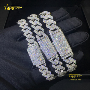 Moda rapero recién llegados Hip Hop 10mm 12mm 13mm 2 filas joyería VVS1 moissanite Iced Out GRA certificado S925 pulsera de plata - Product Image 5