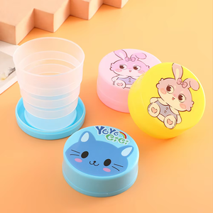 Tasse pliante de 100ML avec couvercle, tasse à eau en plastique réutilisable et portable, tasse à rince-bouche pliable de dessin animé, tasse à boire pour voyage et extérieur - Product Image 1