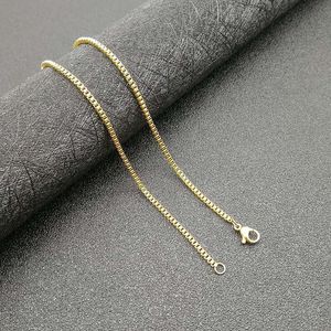 yunnique Unisex Titanium Steel Box <b>Chain</b> Necklace 1.9mm 61cm Gold <b>Silver</b> Color For Men Women Gift Jewelry - Product Image 5