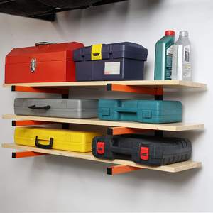 3-Level <b>Wall</b> Mount Wood <b>Storage</b> System Lumber <b>Storage</b> Rack Organizer - Product Image 2