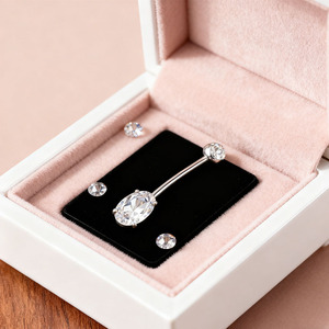 <span class=keywords><strong>Opal</strong></span> Vòng Sao <span class=keywords><strong>Opal</strong></span> nội bộ chủ đề cầu vồng tỏa sáng cho phong cách vui tươi ASTM-F-136 hợp kim titan nội bộ ren rốn - Product Image 1