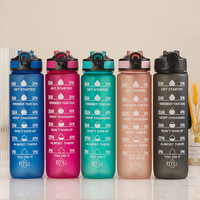 Gourde sportive portable grande capacité 1000 ml avec couvercle à ventouse givré et paille, modèle à succès pour le commerce transfrontalier