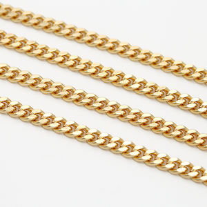 Chaînes en gros pour la fabrication de bijoux DIY, rouleaux de chaînes pour colliers et bracelets, accessoires, chaîne épaisse en laiton plaqué or 14 carats, fournisseur de chaînes cubaines - Product Image 3