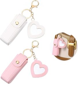 <b>Custom</b> Logo Lipstick Organizer <b>Keychain</b> with Mirror - PU Lipstick Case Holder, Lip Gloss Bag, Lip Balm Pouch - Product Image 1