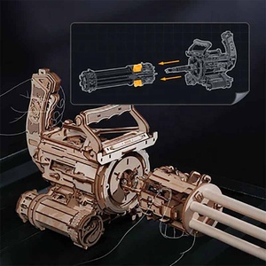Robotime <span class=keywords><strong>Rokr</strong></span> Tiktok Hot Selling 3D Wooden Puzzles LQA01 Rotating-Barrel Machine Gun Rubber Band Gun Toys - Product Image 6