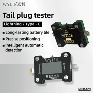 เครื่องทดสอบการเชื่อมต่อหัวเสียบ WYLIE WL-166 สำหรับพอร์ต Lightning/Type-<span class=keywords><strong>C</strong></span> สำหรับ <span class=keywords><strong>iPhone</strong></span>/Android ตรวจจับข้อบกพร่องอัตโนมัติ พร้อมหน้าจอ HD สำหรับซ่อมแซม - Product Image 1