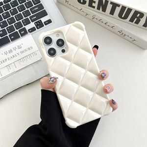 Étui de téléphone de luxe à motif losanges pour iPhone 17 Pro Max 15 Plus 13, <span class=keywords><strong>coque</strong></span> souple intégrale, protection anti-chute, design élégant - Product Image 4
