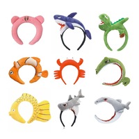 Headband Hewan Kartun Plush Terlaris yang Terkenal di Internet, Unisex, Buatan Tangan, Gaya Manis, Lucu, Unik, Bertema Kepala Dinosaurus untuk Pertunjukan