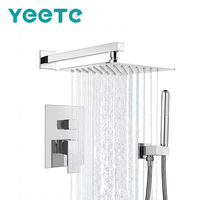 Ensemble de douche encastré en laiton YEETE - Mitigeur mural monocommande avec pistolet de pulvérisation souple, double fonction et durable pour salle de bain moderne