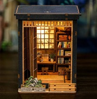 Hamaileon Kit de bibliothèque miniature de style japonais traditionnel, bibliothèque japonaise, modèle miniature 3D, puzzle en bois
